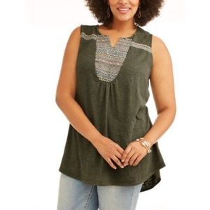 TERRA&SKY embroidered long tank / tunic 1X